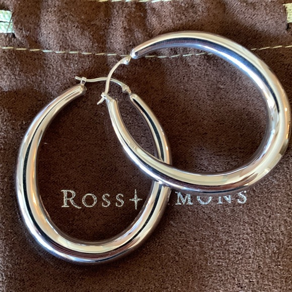 Ross-Simons Sterling Silver Graduated Hoop Earrings. 1 1/4" - Picture 2 of 7